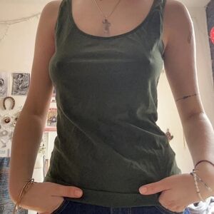 H&M Olive Green Slim Fit Tank Top